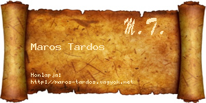 Maros Tardos névjegykártya